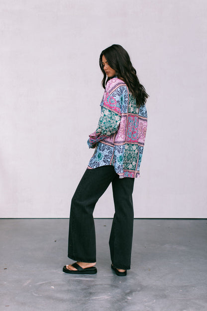 Sylvia Oversized Shirt - Paisley Tile Print