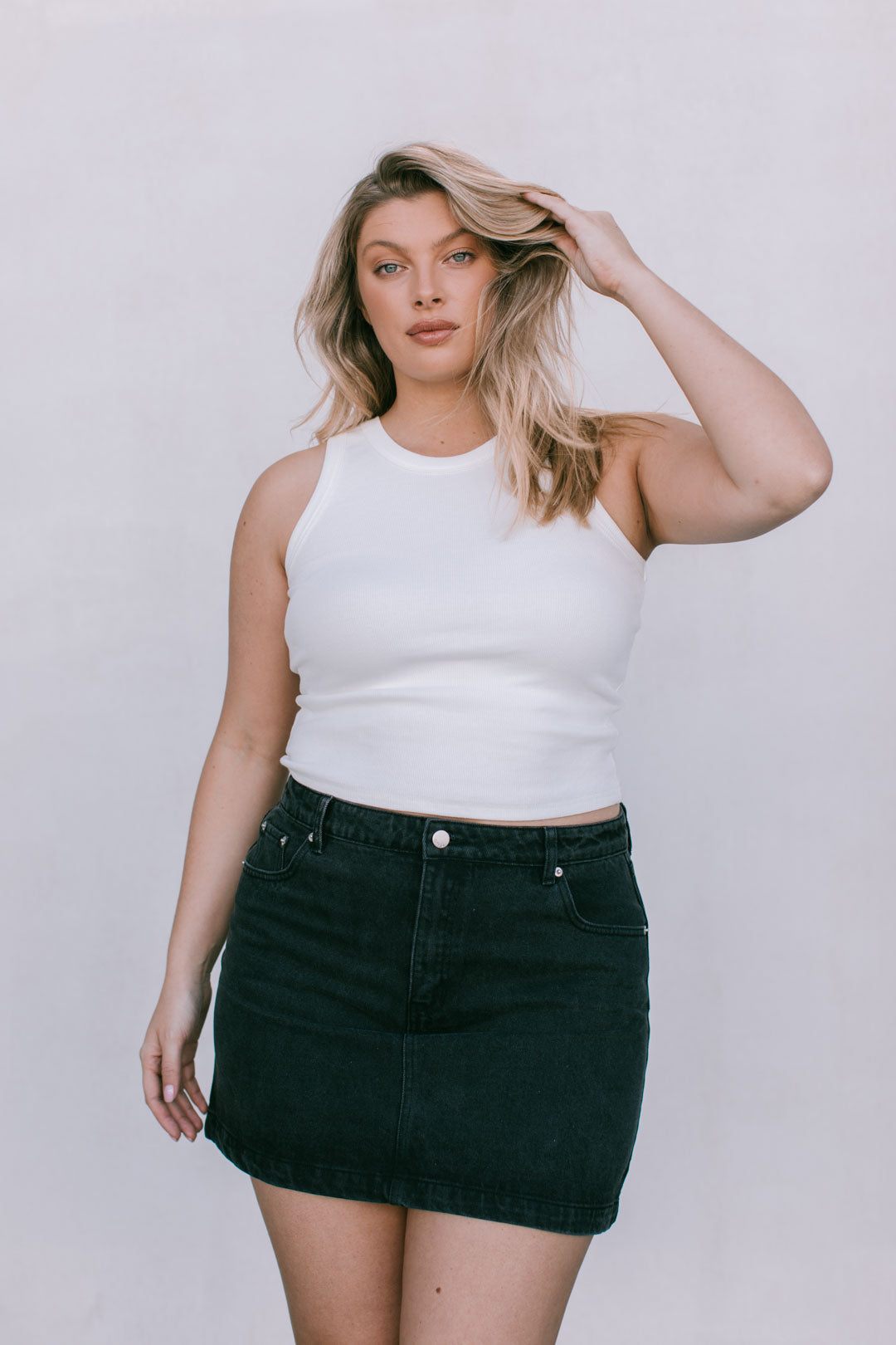 Erin Mini Denim Skirt - Washed Black