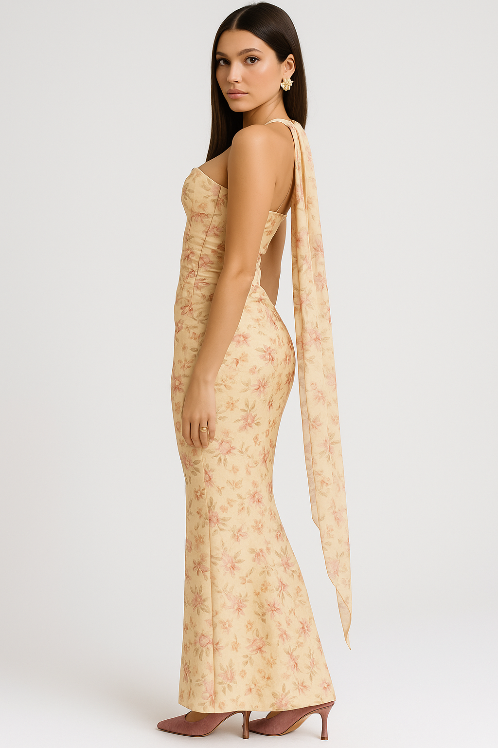 Elegant Strapless Choker Dress