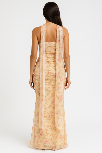 Elegant Strapless Choker Dress