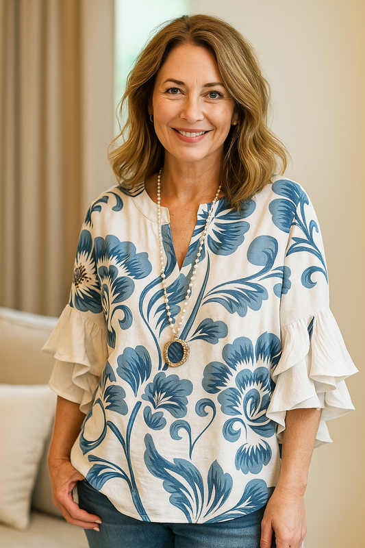 Floral Elegant Blouse - Loose Fit