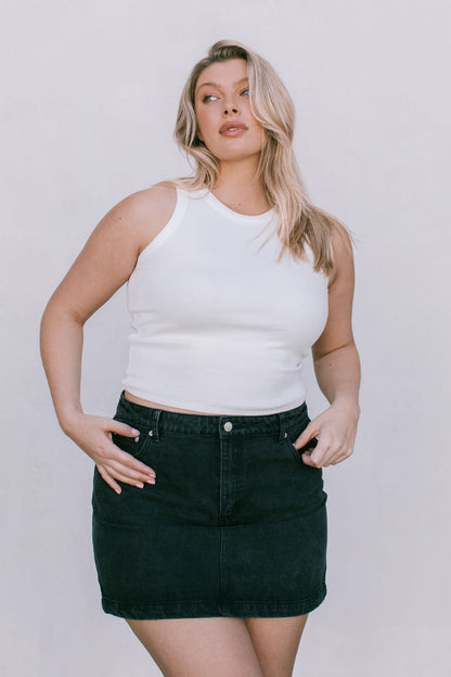 Erin Mini Denim Skirt - Washed Black