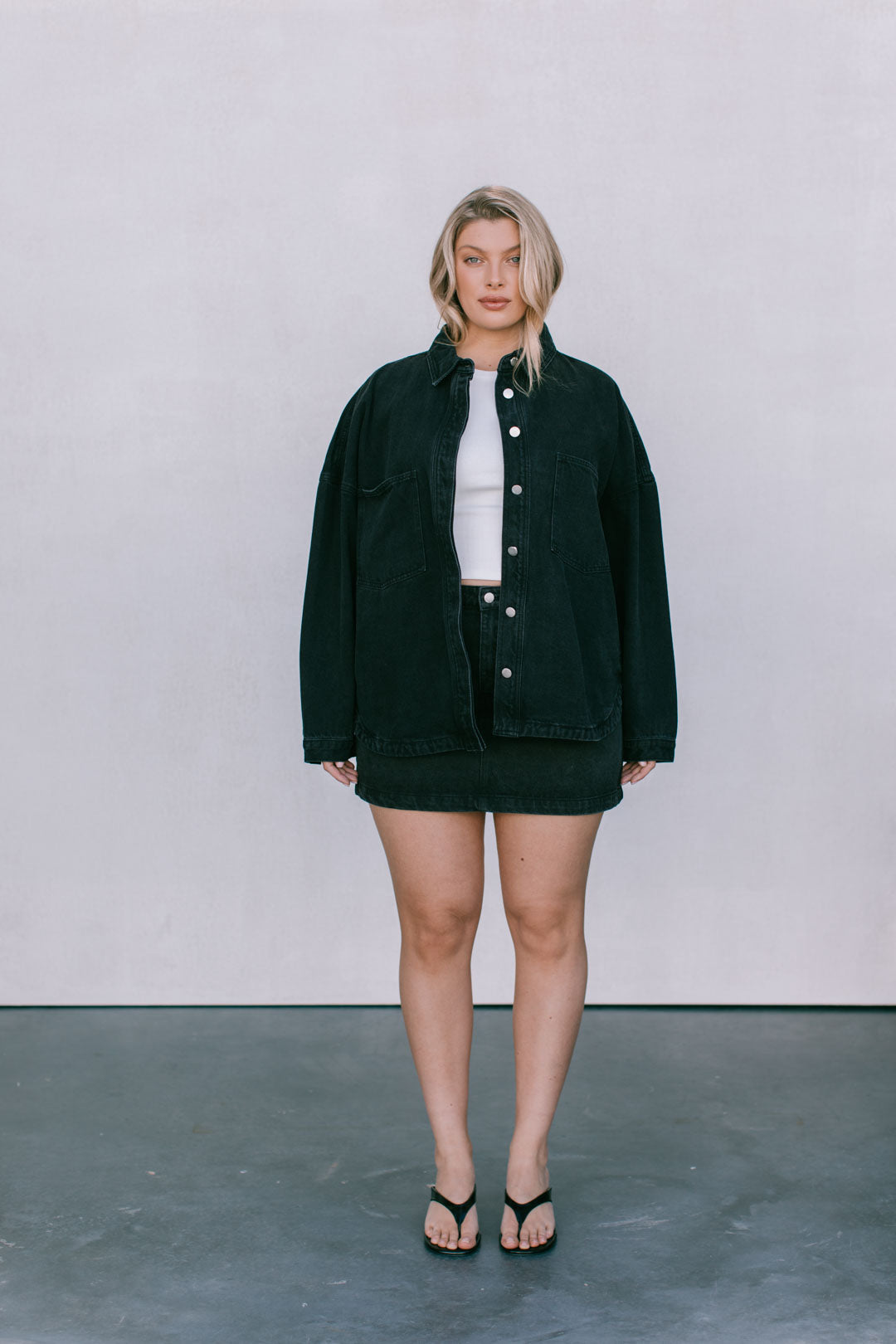 Erin Mini Denim Skirt - Washed Black