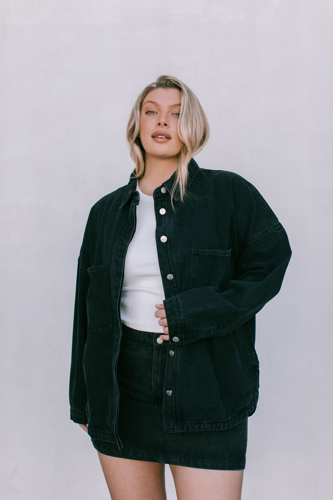 Erin Mini Denim Skirt - Washed Black