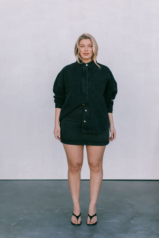 Ilou Denim Shirt - Washed Black