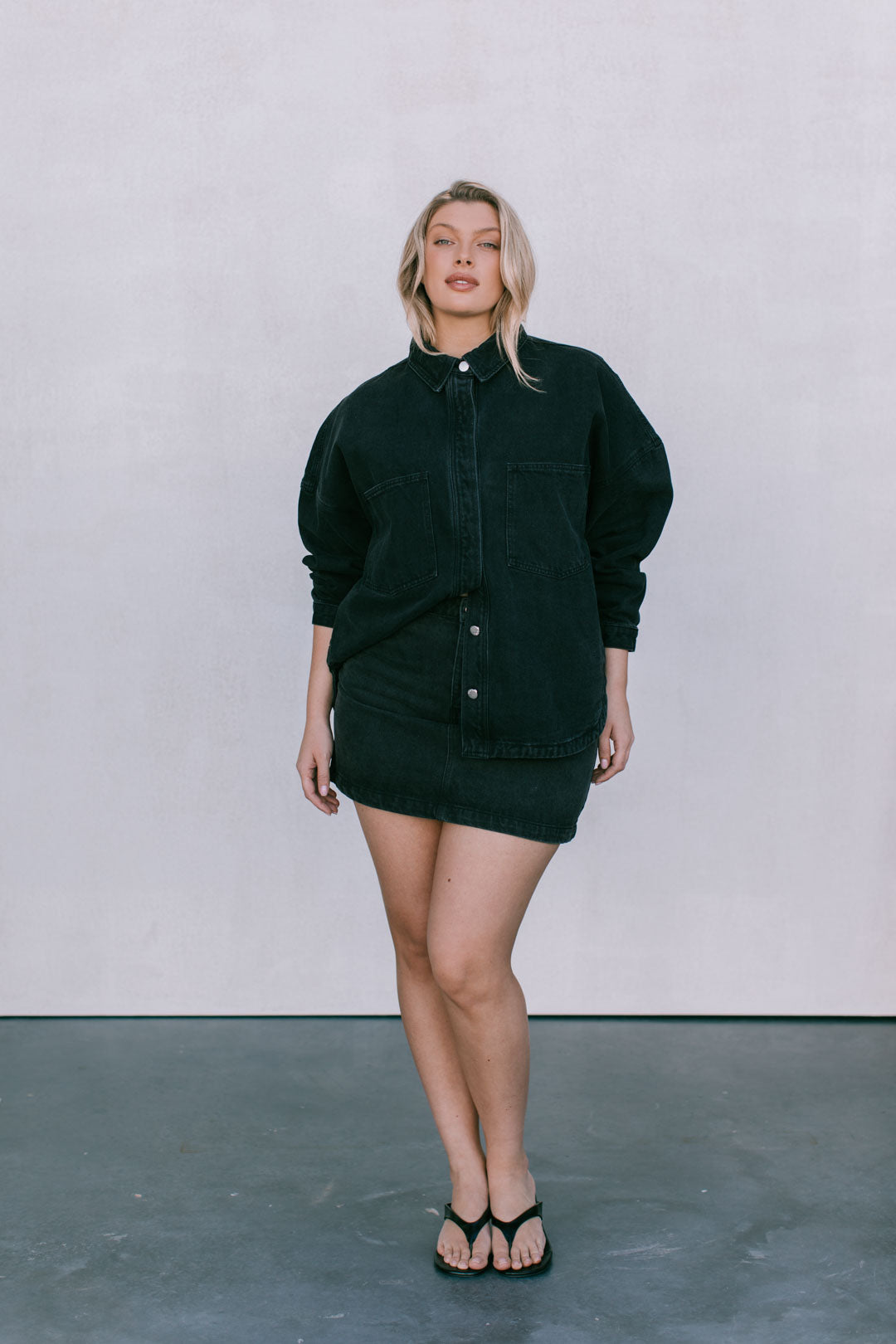 Erin Mini Denim Skirt - Washed Black