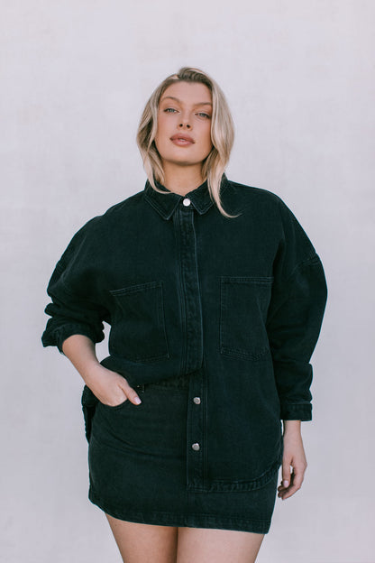 Erin Mini Denim Skirt - Washed Black