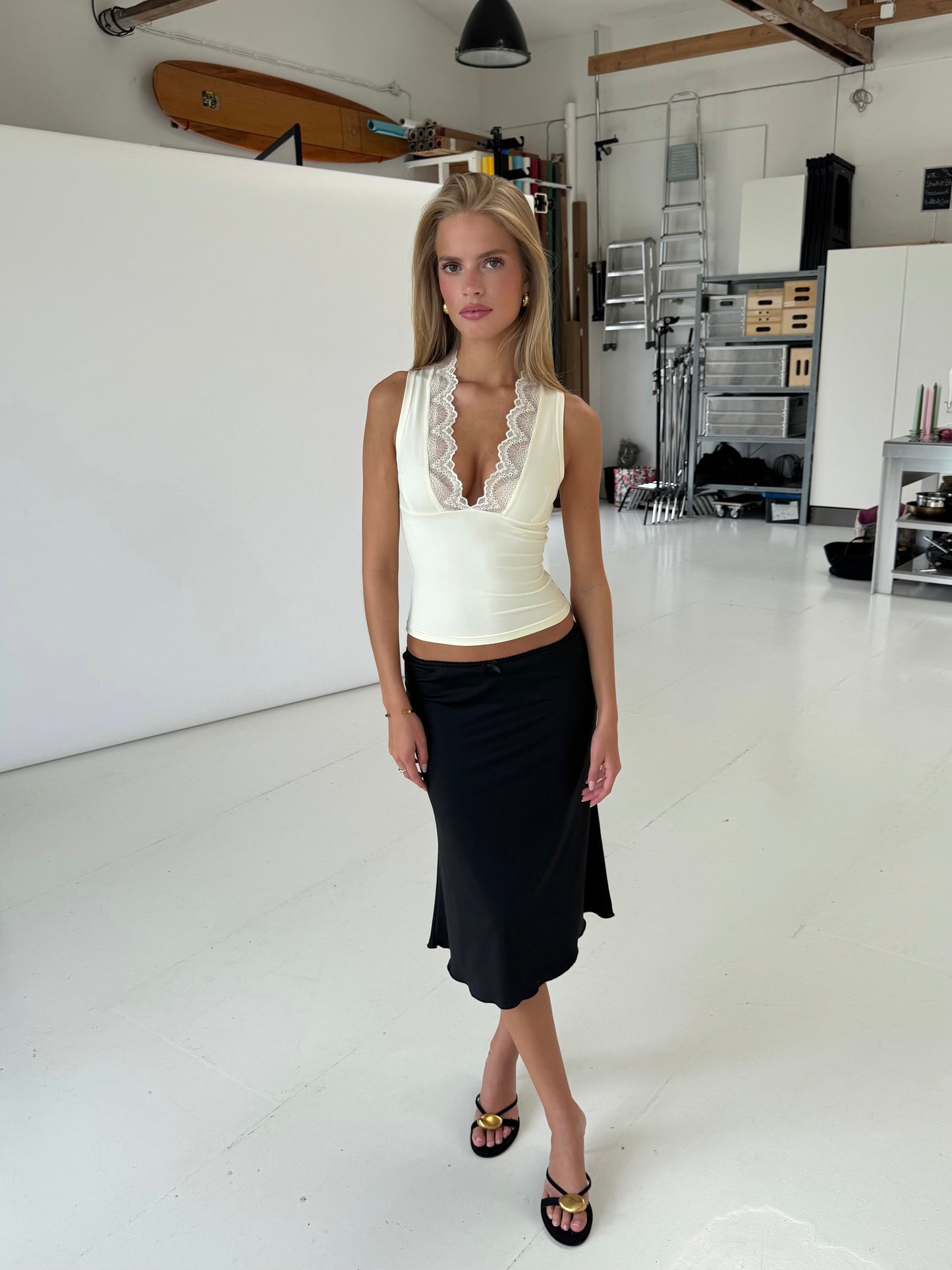 Lucia basic lace top - light yellow