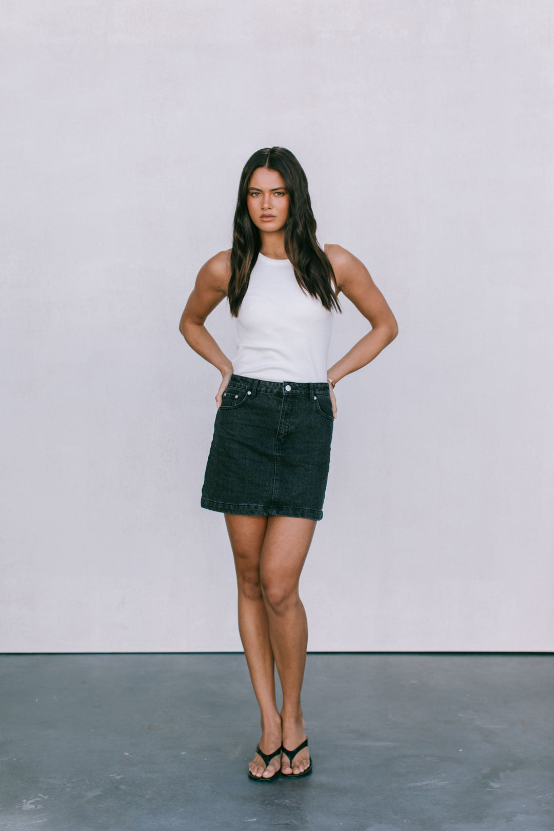 Erin Mini Denim Skirt - Washed Black