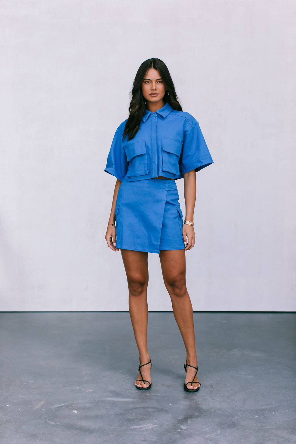 Apella Cropped Shirt - Cobalt Blue
