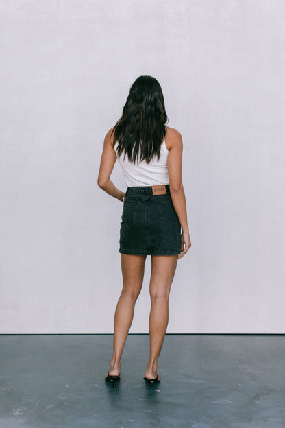 Erin Mini Denim Skirt - Washed Black
