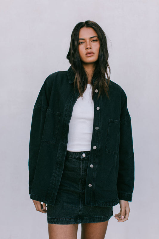 Erin Mini Denim Skirt - Washed Black