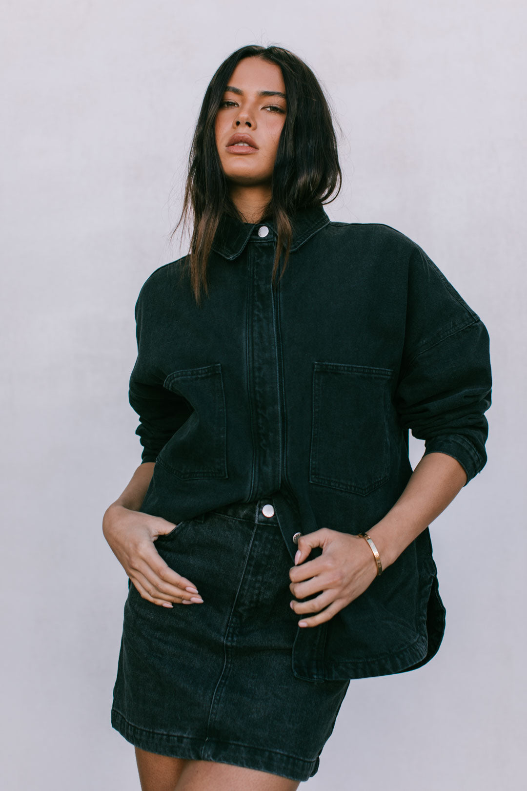 Erin Mini Denim Skirt - Washed Black