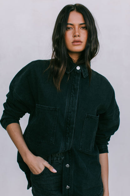 Erin Mini Denim Skirt - Washed Black