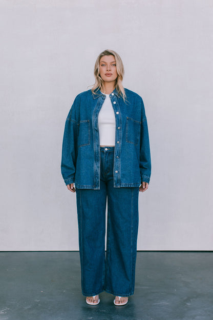 Janey Wide Leg Jeans - Dark Blue Wash