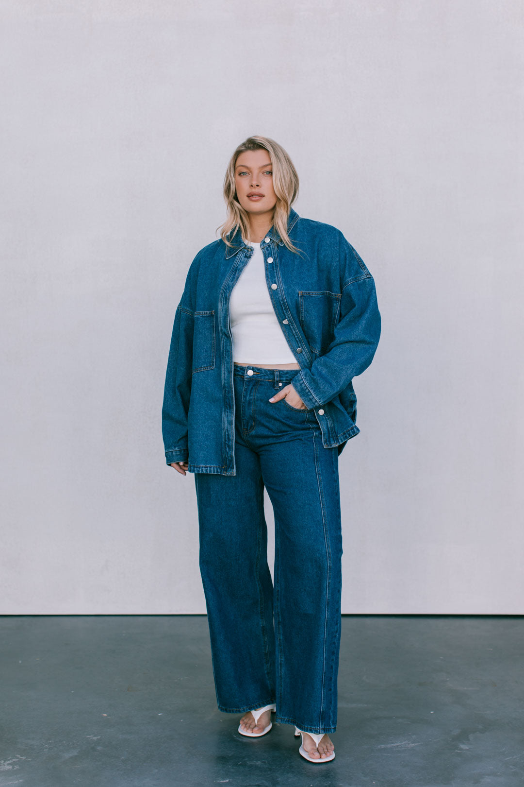 Janey Wide Leg Jeans - Dark Blue Wash