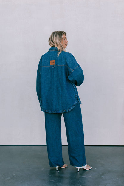 Janey Wide Leg Jeans - Dark Blue Wash