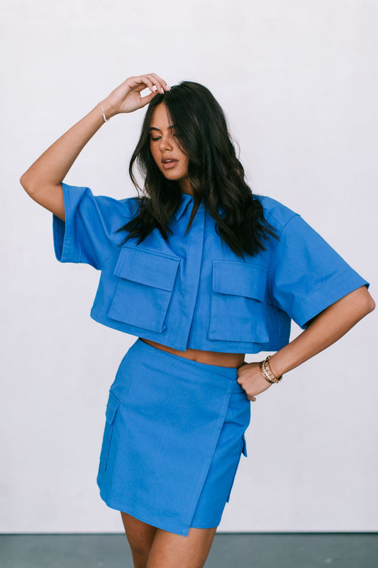 Apella Cropped Shirt - Cobalt Blue