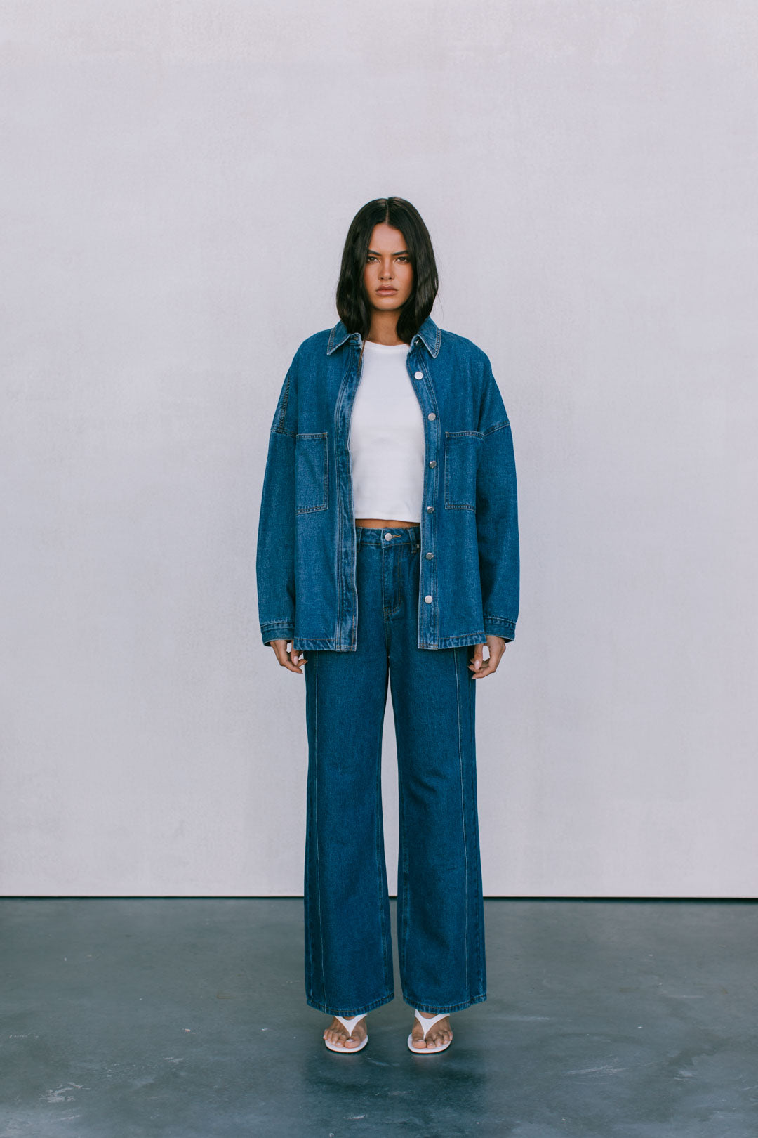 Janey Wide Leg Jeans - Dark Blue Wash