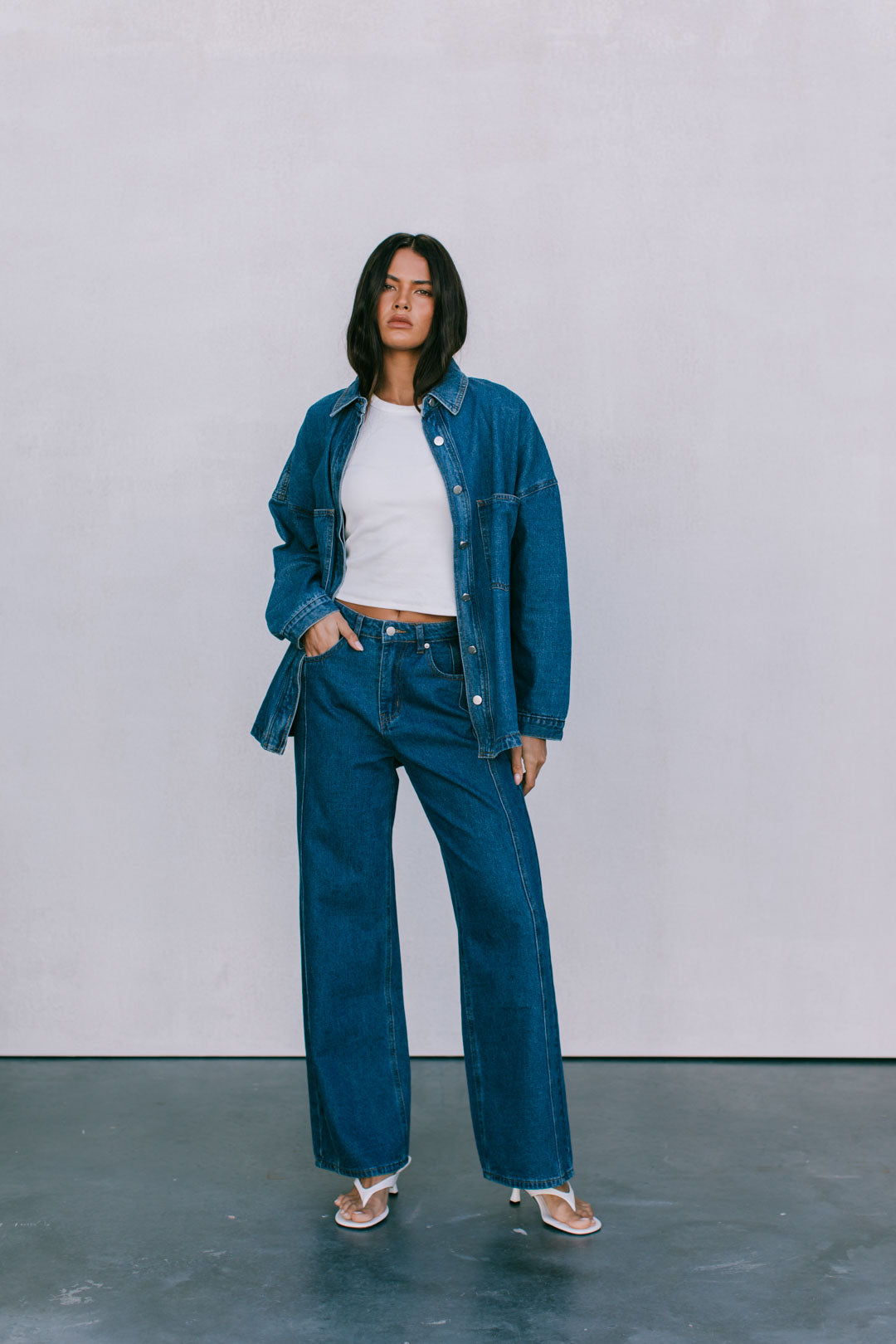 Janey Wide Leg Jeans - Dark Blue Wash