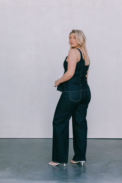 Ava Zip Top - Indigo Denim