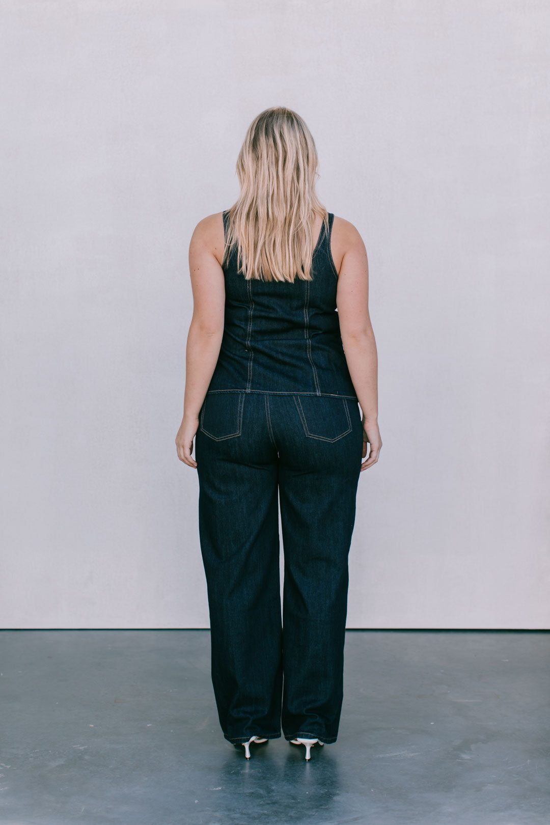 Ava Zip Top - Indigo Denim