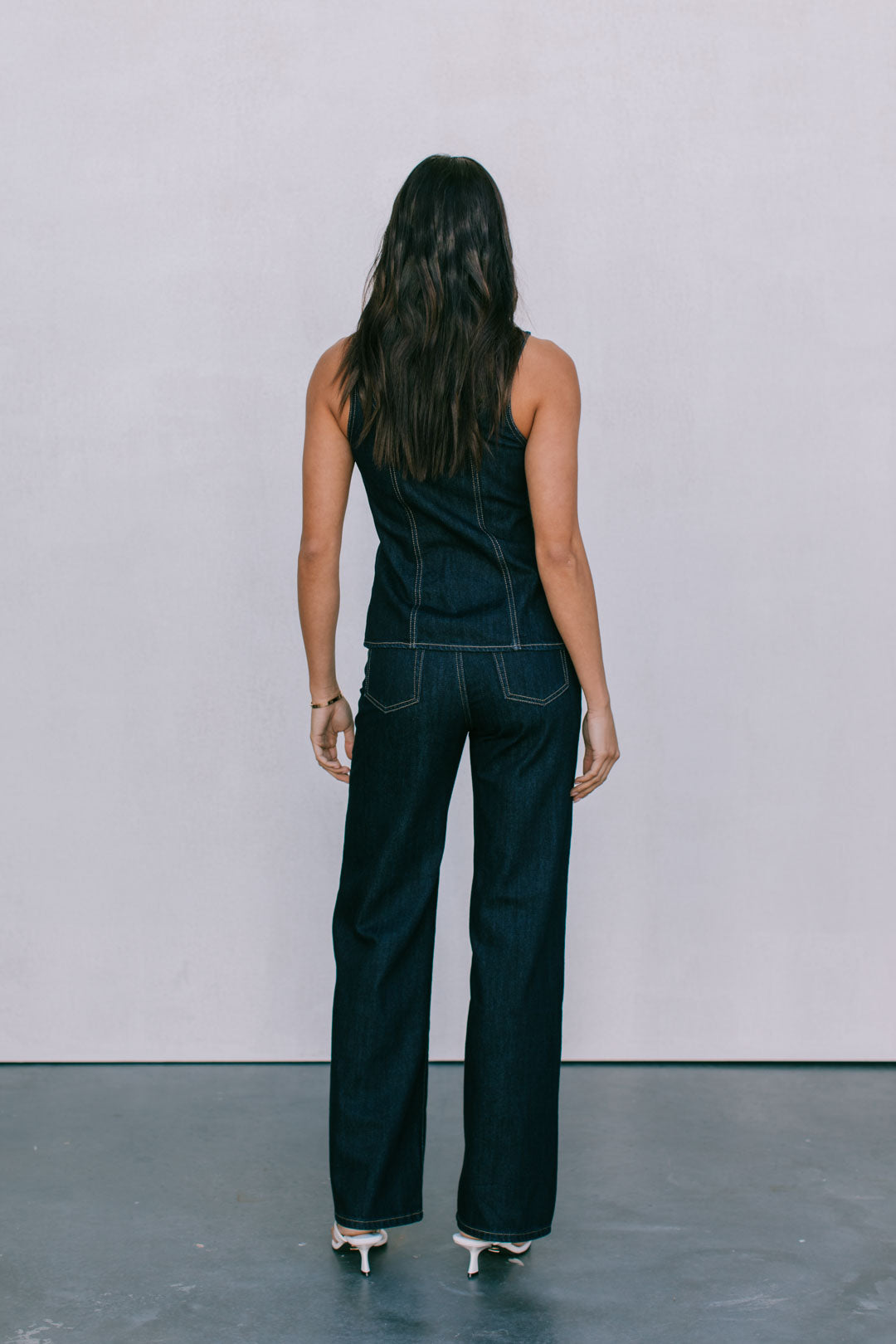 Ava Zip Top - Indigo Denim
