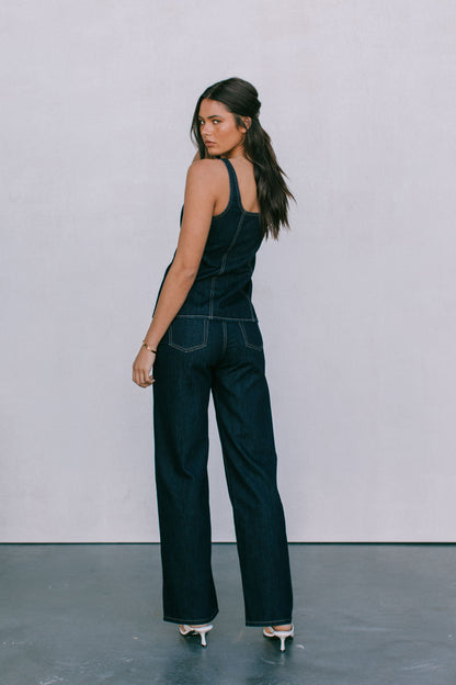 Ava Zip Top - Indigo Denim