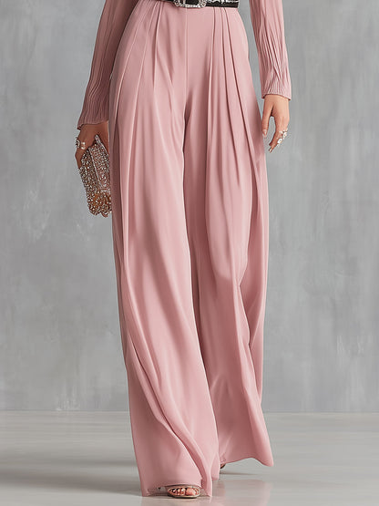 Women's Blush Sophisticated Crepe - Textured Wide - Leg Jumpsuit MDA2843H6I