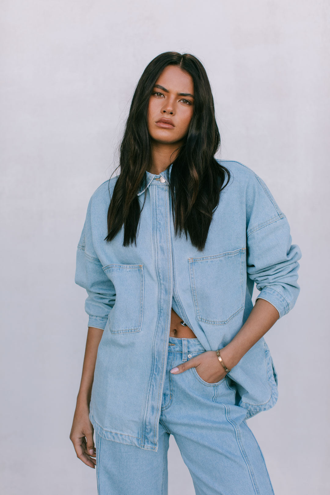 Ilou Denim Shirt - Light Wash Blue