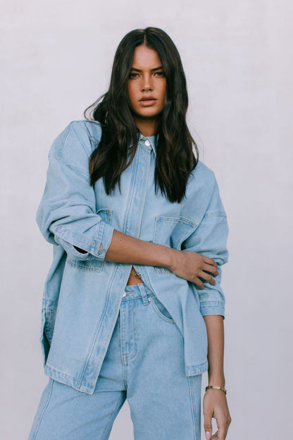 Ilou Denim Shirt - Light Wash Blue