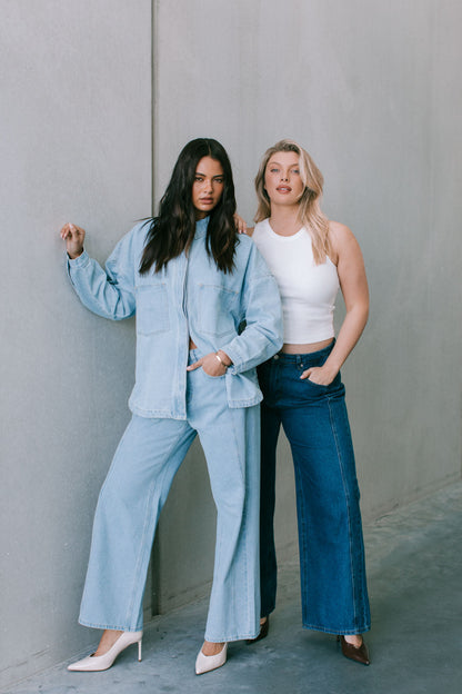 Janey Wide Leg Jeans - Light Wash Blue