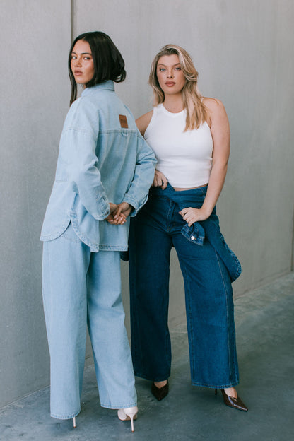 Janey Wide Leg Jeans - Light Wash Blue