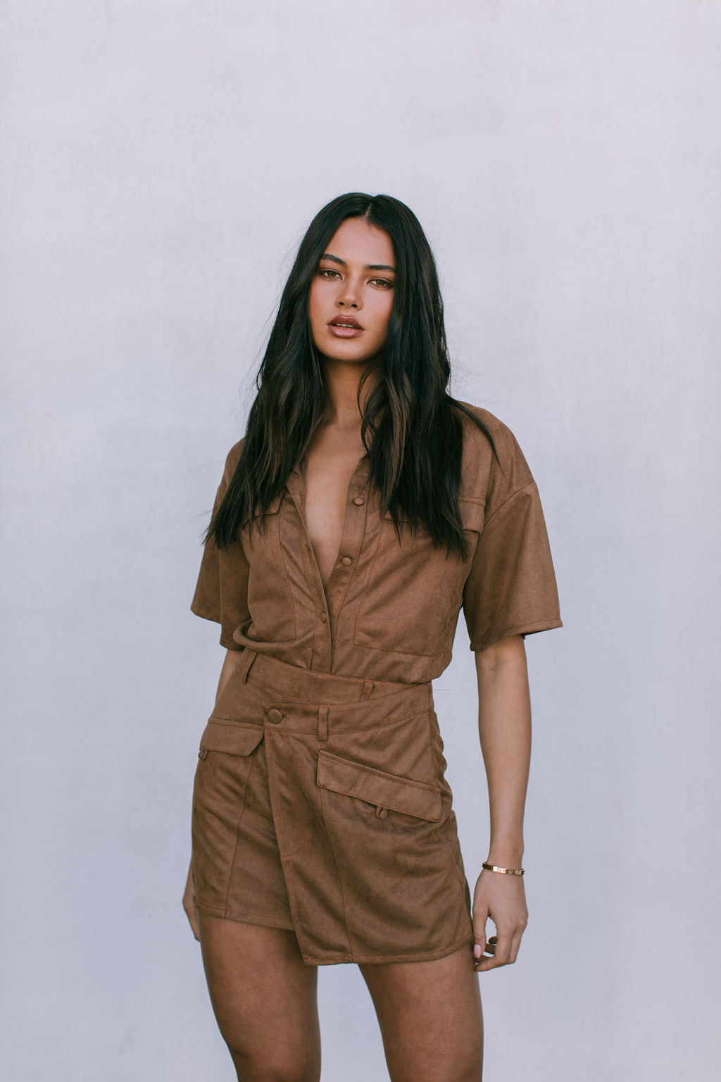 Gabe Set - Tan Suede Look