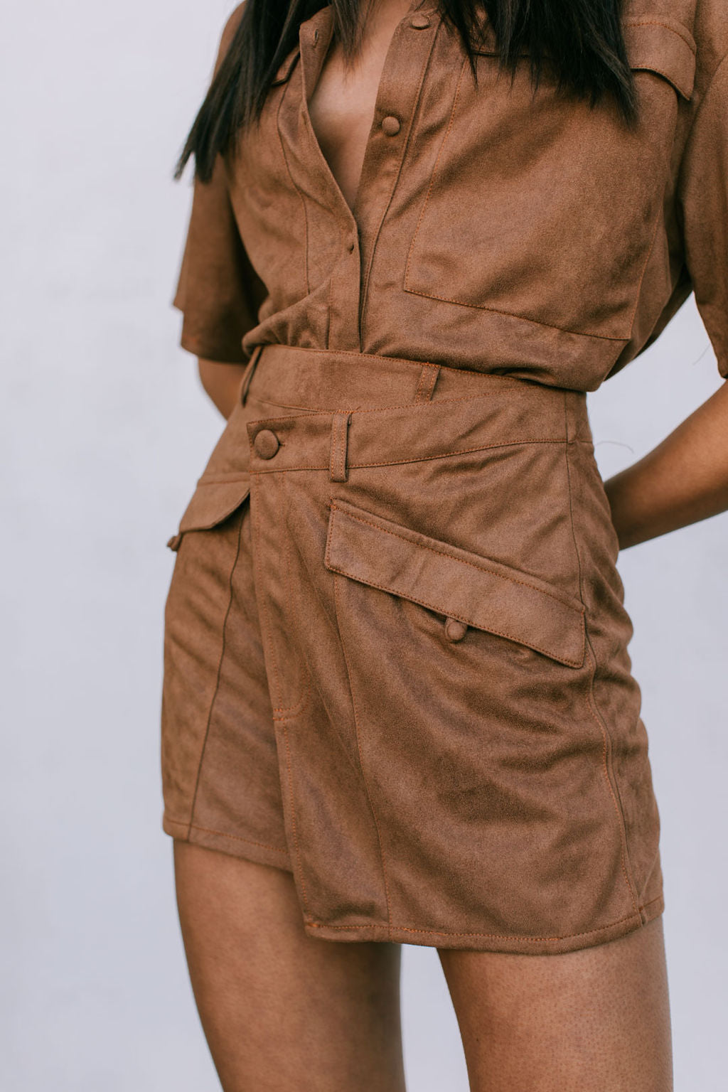 Gabe Set - Tan Suede Look