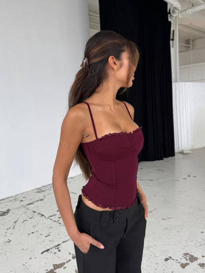 Lula lace corset top - dark red