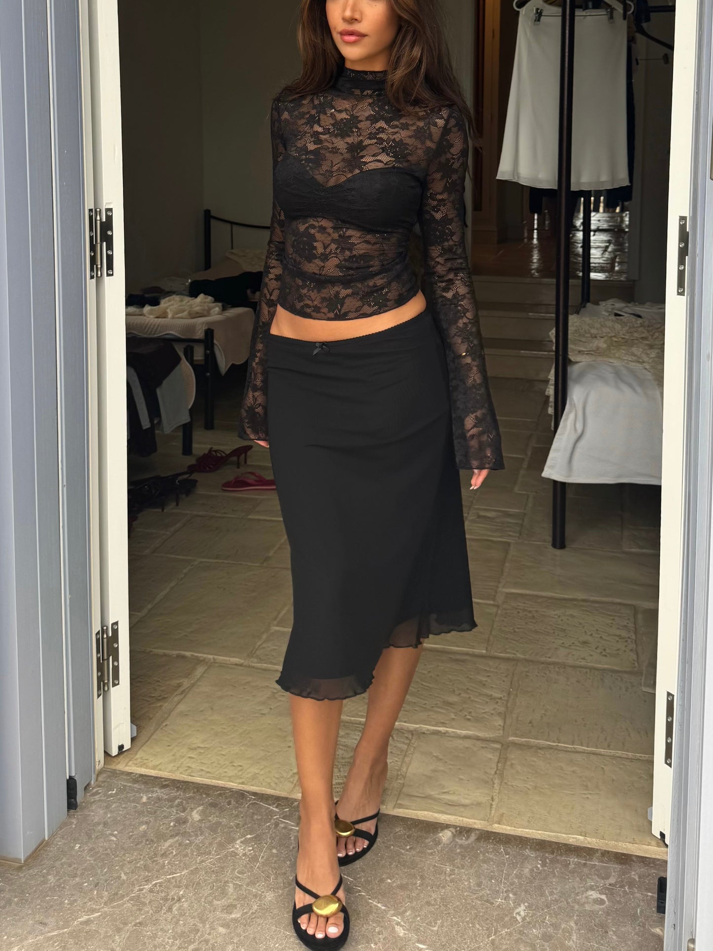 Lenia lace top - black