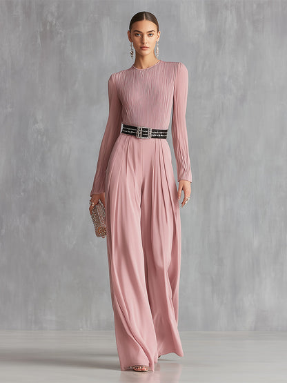 Women's Blush Sophisticated Crepe - Textured Wide - Leg Jumpsuit MDA2843H6I