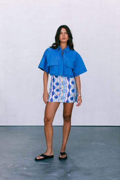 Apella Cropped Shirt - Cobalt Blue