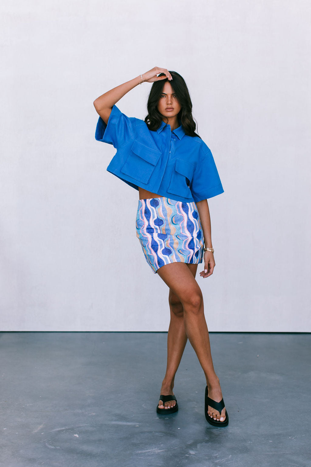 Apella Cropped Shirt - Cobalt Blue