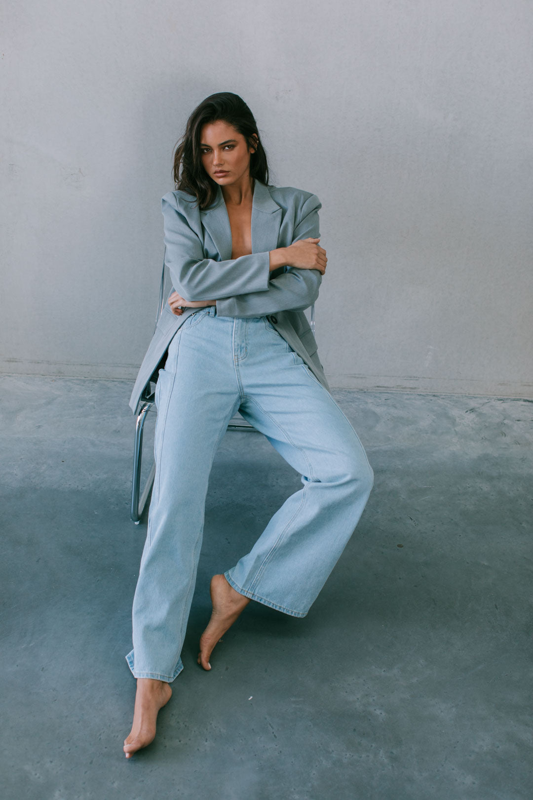 Janey Wide Leg Jeans - Light Wash Blue