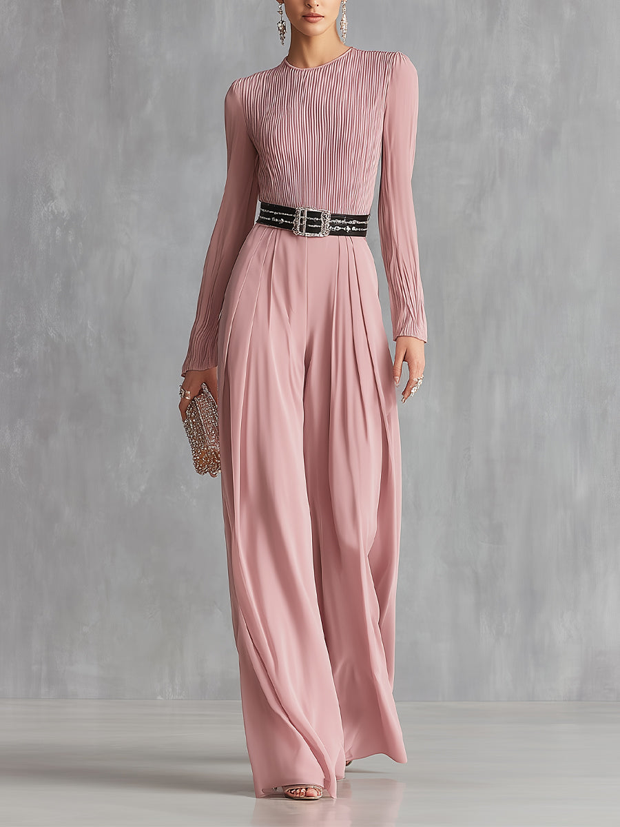 Women's Blush Sophisticated Crepe - Textured Wide - Leg Jumpsuit MDA2843H6I
