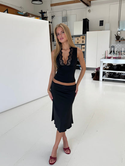 Lucia basic lace top - black