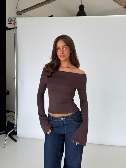Kaia knit top - dark brown