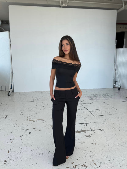 Leda lace top - black