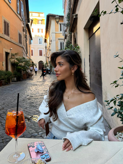 Wool blend wrap cardigan - light grey