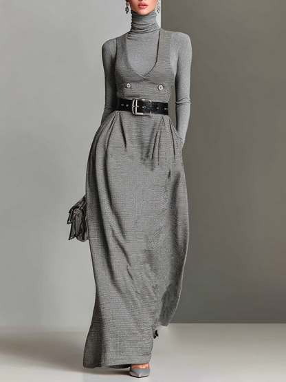 Women's Plaid Tank Maxi Dress (Without Belt) MDA2596H7Y