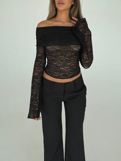Kaia lace top - black