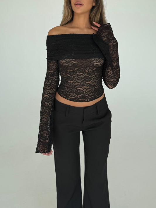 Kaia lace top - black