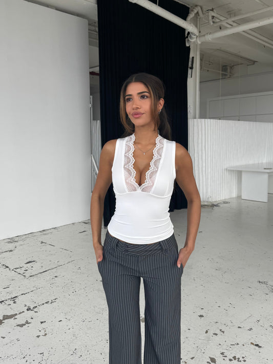 Lucia basic lace top - white